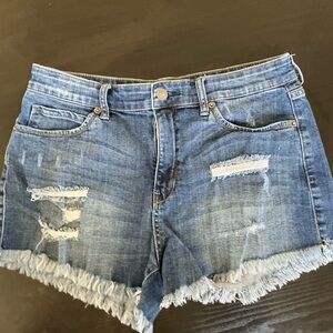 Just USA Blue Jean Shorts Distressed Frayed Hem